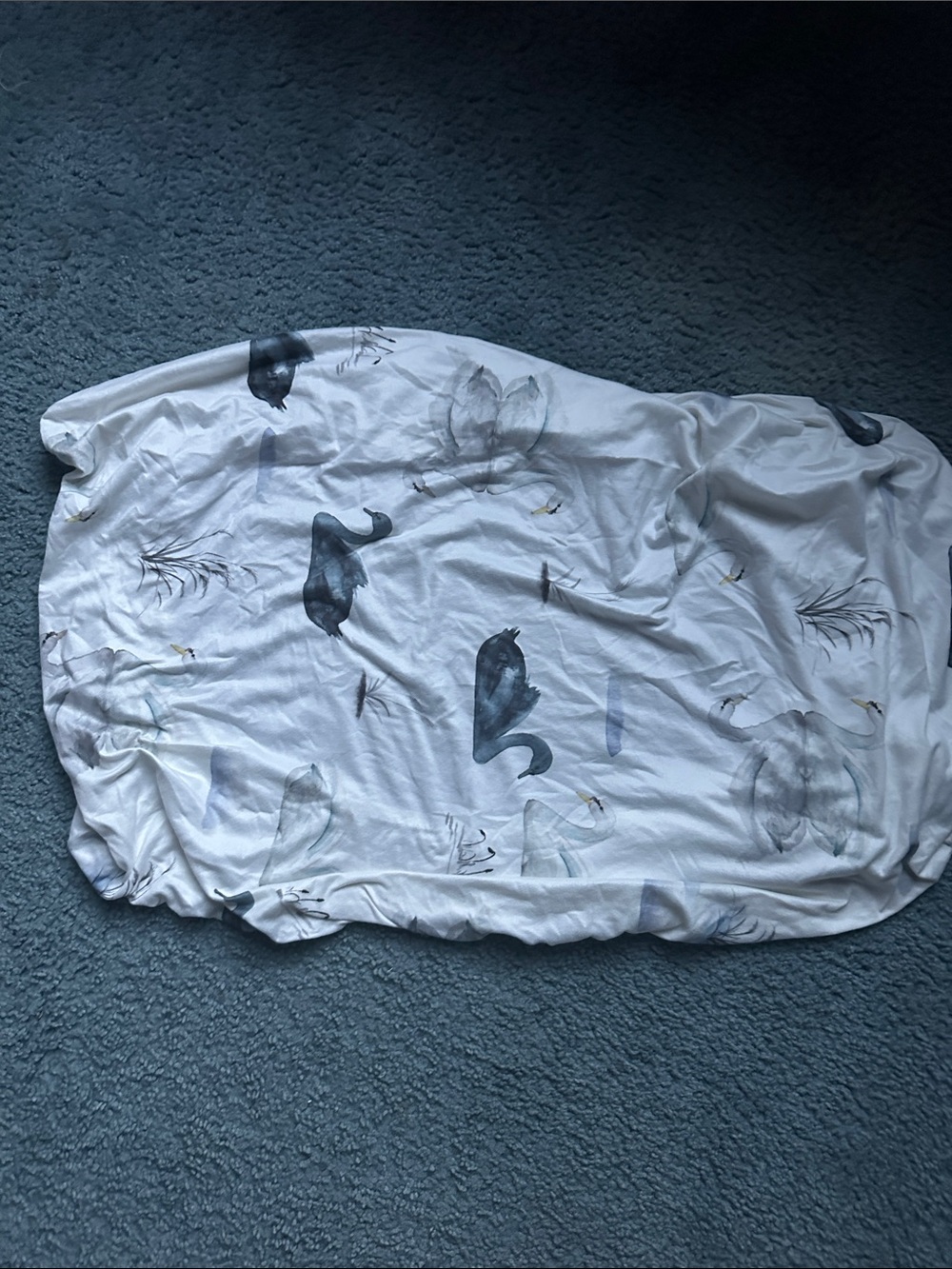 Soft White diaper changer cover swans print